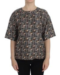Dolce & Gabbana - Key Print Silk Blouse T-Shirt - Lyst