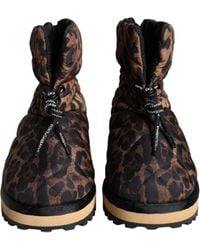 Dolce & Gabbana - Leopard Ankle Boots Padded Shoes - Lyst
