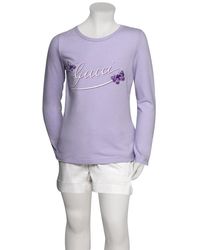 Gucci - Kids Cotton Elastane Butterfly Embroidery Long Sleeve Top T Shirt - Lyst