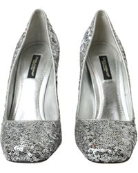 Dolce & Gabbana - Sequin Embellished Heels Pumps Shoes Polyester Leather - Lyst