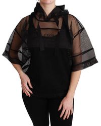 Dolce & Gabbana Sheer Nero Sicilia Hooded Blouse T-shirt - Black