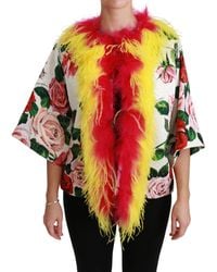 Dolce & Gabbana - Floral Coat Capte Fur Roses Jacket - Lyst