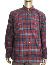 Burberry Alexander Crimson /blue Checked Cotton Shirt 4066394 (2xl) - Red