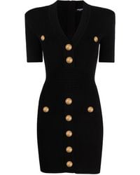 Balmain - Knitted V-Necked Dress - Lyst