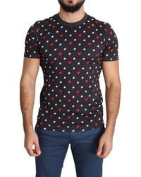 Dolce & Gabbana - Dark Hearts Print Cotton T-Shirt - Lyst