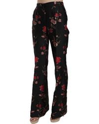 Dolce & Gabbana - Dolce Gabbana Floral Print Boot Cut Trouser Pants - Lyst