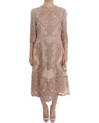 Dolce & Gabbana - Silk Lace Ricamo Shift Gown Dress - Lyst