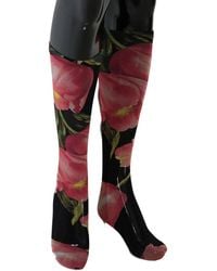 Dolce & Gabbana Color Floral Tulip Nylon Socks - Black