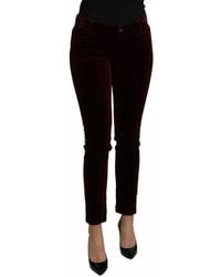 Dolce & Gabbana - Velvet Stretch Slim Fit Pants - Lyst