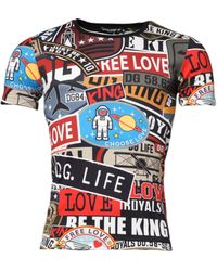 Dolce & Gabbana - Patchwork Cotton Crew Neck T-Shirt - Lyst