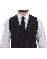 Dolce & Gabbana - Striped Wool Logo Vest Gilet Weste - Lyst