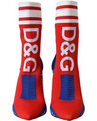 Dolce & Gabbana - Stretch Sock Style Short Boots Logo Shoes Polyester Calf - Lyst