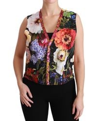 Dolce & Gabbana - Floral Sleeveless Waistcoat Top Vest - Lyst