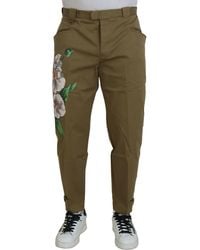 Dolce & Gabbana - Cotton Stretch Floral Chinos Pants - Lyst