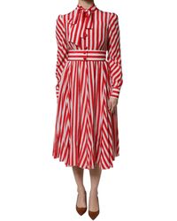 Dolce & Gabbana - Silk Striped Aline Dress - Lyst