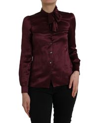 Dolce & Gabbana - Ascot Collar Long Sleeve Top Blouse - Lyst
