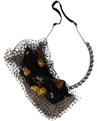 Dolce & Gabbana - Silver Tiara Crystals Fruits Black Mesh Diadem Headband Silk - Lyst