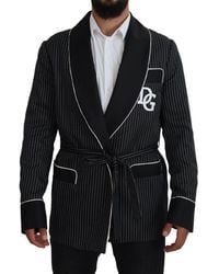 Dolce & Gabbana - Striped Wrap Jacket With Dg Patch - Lyst