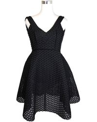 Maje Fit And Flare Mesh Embroidered Polyester Trims Dress E17ringo - Black