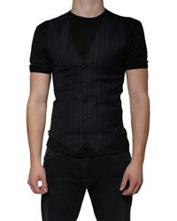 Dolce & Gabbana - Leather Waistcoat Dress Formal Vest - Lyst