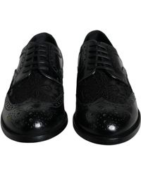 Dolce & Gabbana - Leather Floral Lace Dress Formal Shoes - Lyst