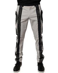 Dolce & Gabbana - Lace Detail Cotton Trousers - Lyst