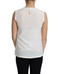 Dolce & Gabbana - Elegant Silk Lace-Detailed Sleeveless Blouse - Lyst