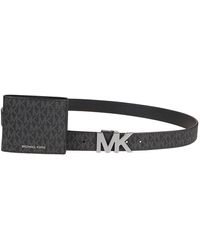 Michael Kors Logo Belt And Monogram Billfold Wallet Set - Black