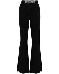 Palm Angels - Logo Lurex Flared Trousers - Lyst