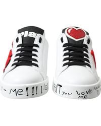 Dolce & Gabbana - Love Patch Portofino Classic Sneakers Shoes Leather - Lyst
