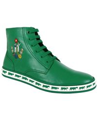 Bally Alpistar Nappa Leather Animal Collection Hi-top Sneakers Dark Emerald 59400 - Green