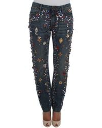 Dolce & Gabbana - Crystal Roses Heart Embellished Jeans - Lyst