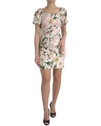 Dolce & Gabbana - Elegant Lily Print Sheath Dres - Lyst