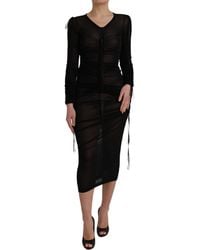 Dolce & Gabbana - Sheer Bodycon Sheath Midi Dress - Lyst