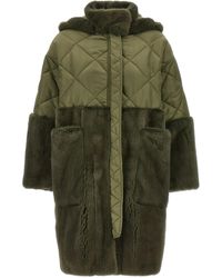Blancha - Nylon Diamond-Visone Long Down Jacket Polyester Fur - Lyst