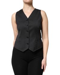 Dolce & Gabbana - Striped Button Down Sleeveless Vest Top - Lyst