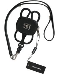 Dolce & Gabbana - Calfskin Leather Dg Logo Coin Purse Lanyard Wallet - Lyst