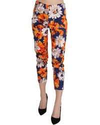 LANACAPRINA - Floral Print Skinny Slim Fit Trousers Pants - Lyst