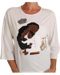 Dolce & Gabbana - Silk #Dgfamily Crystal T-Shirt - Lyst