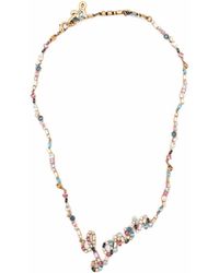 Lanvin Embellished-logo Necklace - Metallic