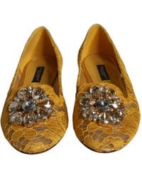 Dolce & Gabbana - Lace Crystal Ballet Flats Loafer Shoes - Lyst