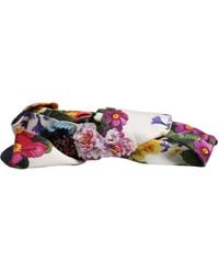 Dolce & Gabbana - Floral Silk Bow Crystal Embellished Headband - Lyst
