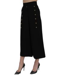 Dolce & Gabbana - High Waist Wide Leg Cropped Pants Virgin Wool - Lyst