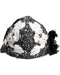 Dolce & Gabbana - Wool Floral Embellished Cloche Hat Cotton - Lyst