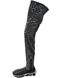 Dolce & Gabbana - Leopard High Top Sneakers Booties Shoes Nylon Polystyrene Spandex - Lyst