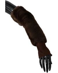 Dolce & Gabbana - Elbow Length Finger Less Fur Gloves - Lyst