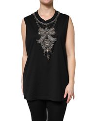 Dolce & Gabbana - Cotton Rhinestone Embellished Tank Top - Lyst