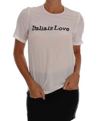 Dolce & Gabbana - Silk Italia Is Love Blouse T-Shirt - Lyst