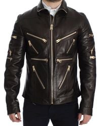 Dolce & Gabbana - Lambskin Leather Zipper Jacket - Lyst