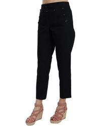 Dolce & Gabbana - Cropped Front Button Embellished Pants Cotton - Lyst